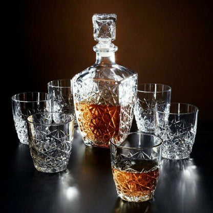 Whiskey Decanter Set 7 Pcs Decanter & Tumblers Whiskey in a Decanter Gift Set