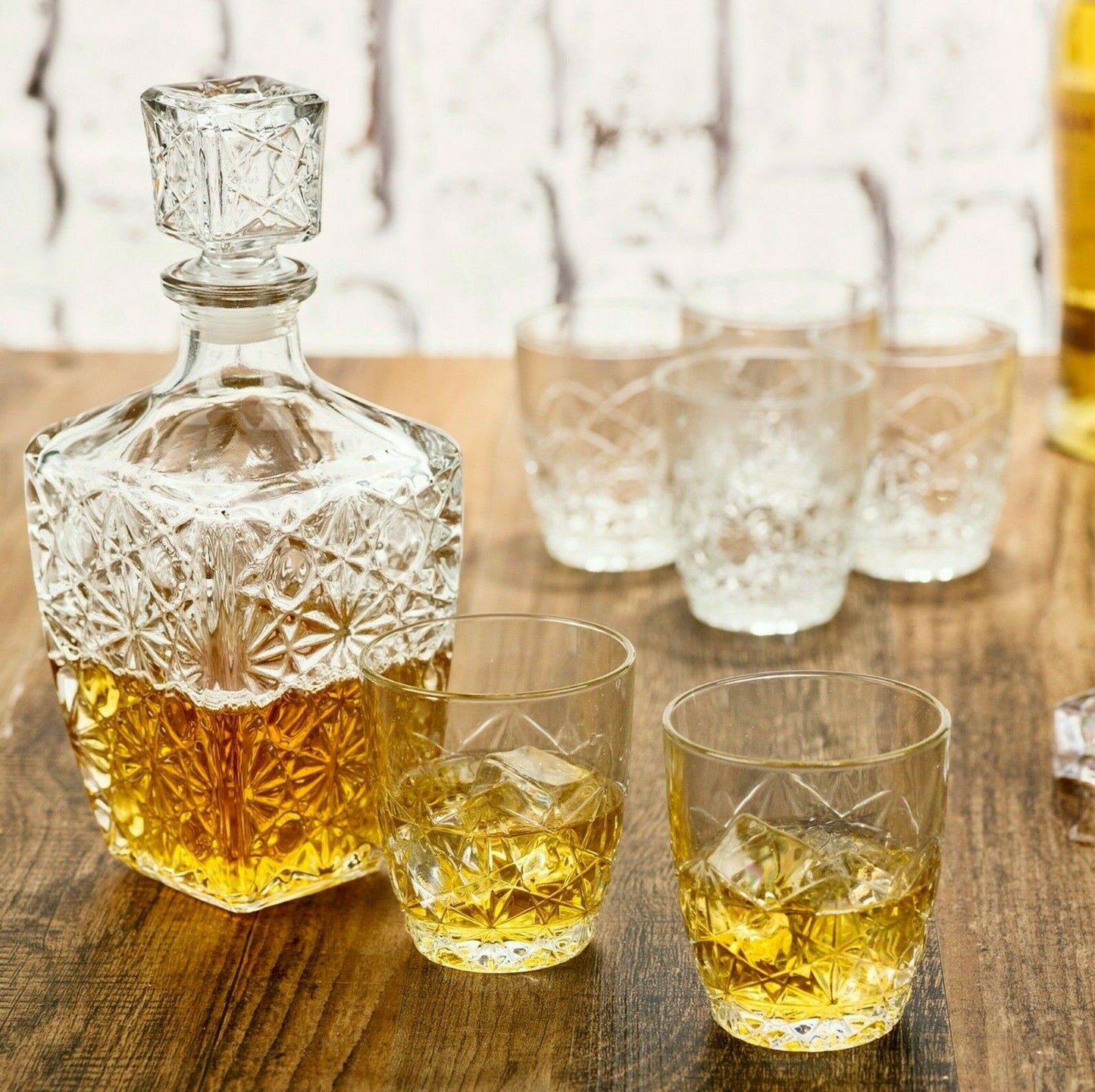 Whiskey Decanter Set 7 Pcs Decanter & Tumblers Whiskey in a Decanter Gift Set