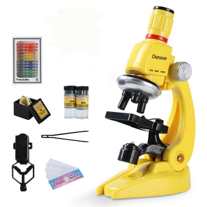 LED 100X-400X-1200X Home School Kids Miscroscope Refined Biological Children's Miscroscope Kit
