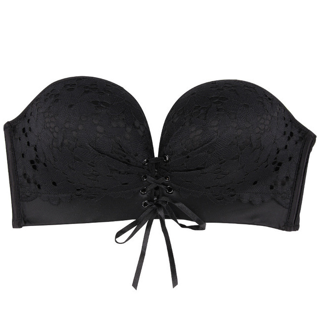 Sexy Beauty Strapless Push Up Bra Drawstring Lace Women Underwear Invisible Bra Brassiere Bralete