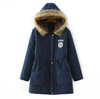 Womens Parka Coat Autumn Winter Thick Warm Hooded Parka Jacket Cotton Padded Casual Slim