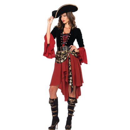 Caribbean Womens Pirate Costume Halloween Role Playing Cosplay Suit Pirate Outfit Medieval Fancy Dress