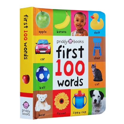 First 100 Animals Words Book for Kids Early Education Hardcover Board Book Baby Learning English Pictures Montessori Toys