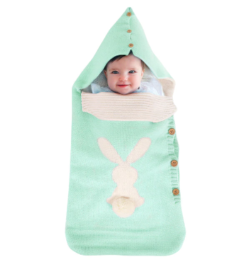Baby Sleeping Bag Rabbit Plush Tail Button Newborn Sleeping Bag Anti-kick Warm Baby Newborn Sleeping Bag