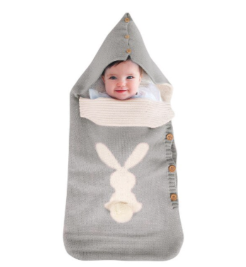 Baby Sleeping Bag Rabbit Plush Tail Button Newborn Sleeping Bag Anti-kick Warm Baby Newborn Sleeping Bag