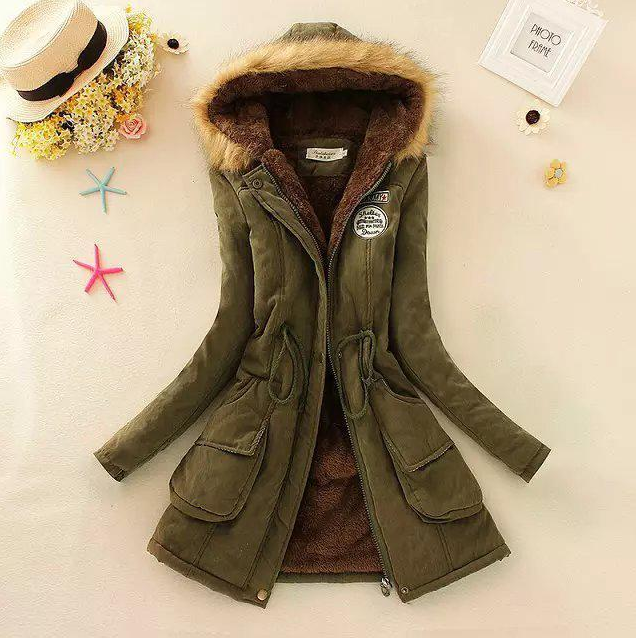 Womens Parka Coat Autumn Winter Thick Warm Hooded Parka Jacket Cotton Padded Casual Slim