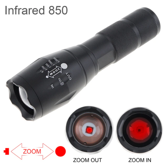 Hunting Flashlight Zoomable Infrared 940nm LED Torch Outdoor Waterproof IR Night Vision Light A100 850nm IR