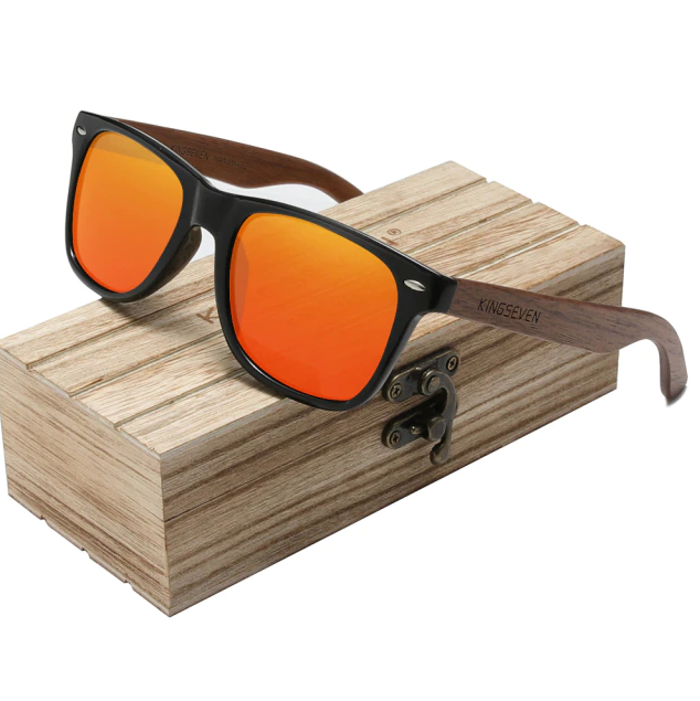 Mirrored Sunglasses Fashion Handmade Natural Wooden Men Sunglasses Polarized UV400 Eyewear
