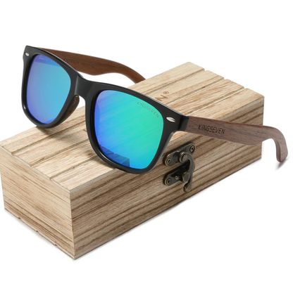 Mirrored Sunglasses Fashion Handmade Natural Wooden Men Sunglasses Polarized UV400 Eyewear