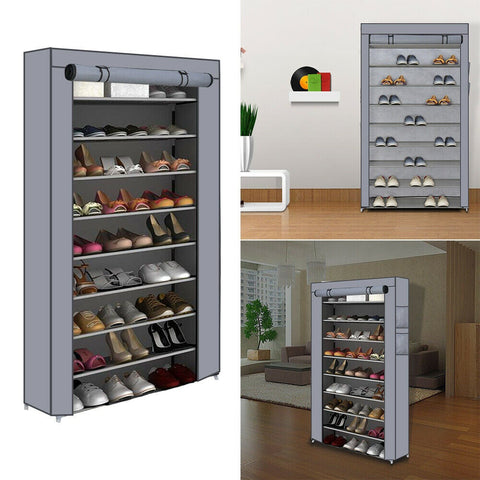 Dustproof Shoe Storage Portable Cabinet Up to 50 Pairs Shoe Shelf Shoe Rack Tall Shoe Organiser