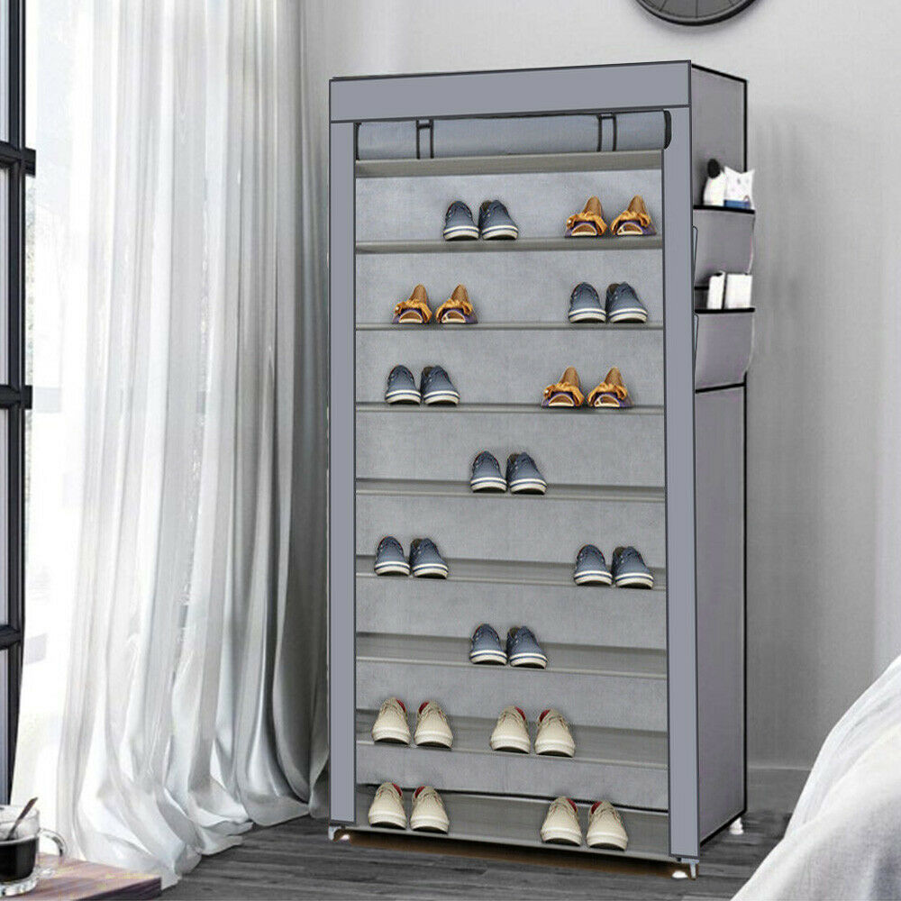 Dustproof Shoe Storage Portable Cabinet Up to 50 Pairs Shoe Shelf Shoe Rack Tall Shoe Organiser