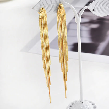 Vintage Gold Long Drop Earrings