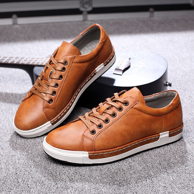 Soft Leather Mens Brown Trainers