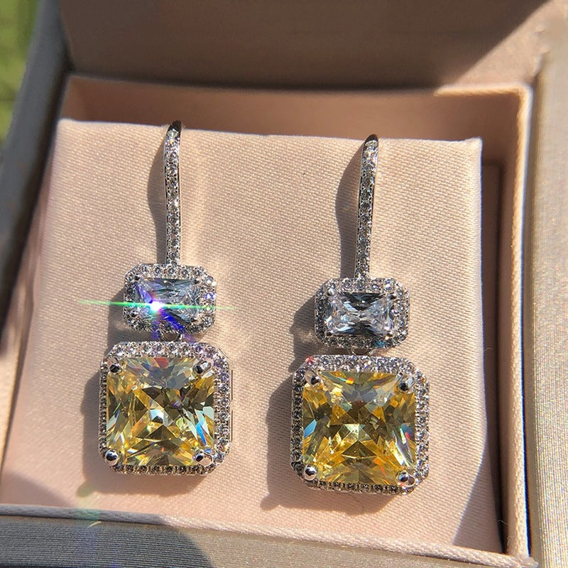 Luxury Wellow Diamond Earrings