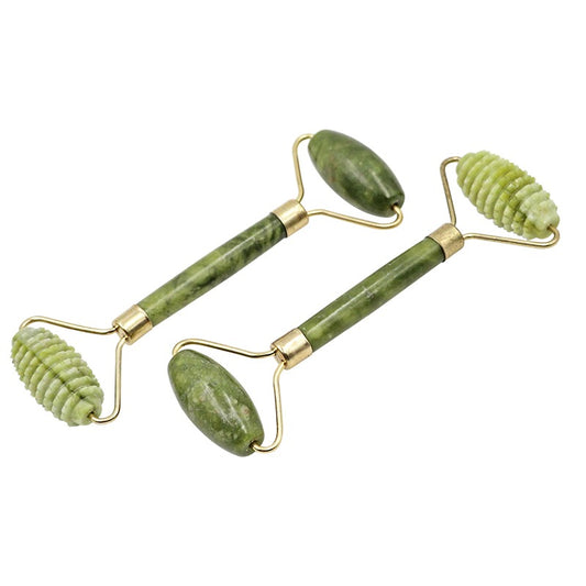 Jade Facial Roller Skin Natural Treatment Face Roller Facial Massager Serrate Double-Head Jade Massage Roller