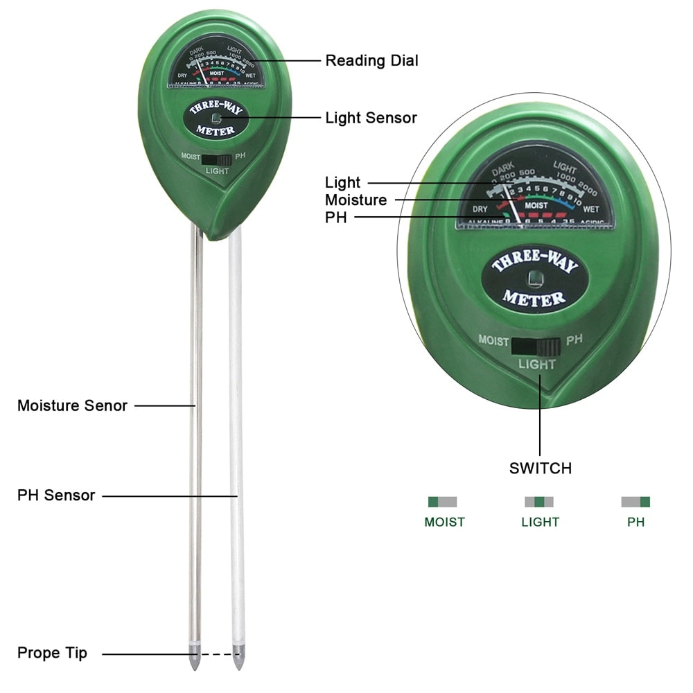 Moisture Meter - Soil PH Meter - 4 in 1 Soil Meter