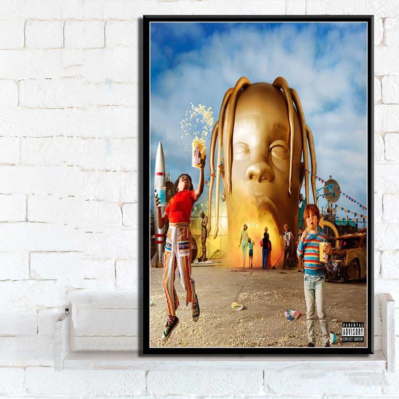 Hot Travis Scott Astroworld Rap Music Singer Wrapped Canvas