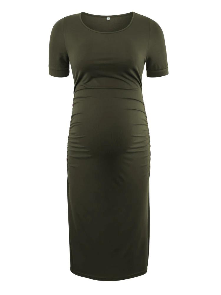 Women's Side RuchedBlack  Maternity Dress