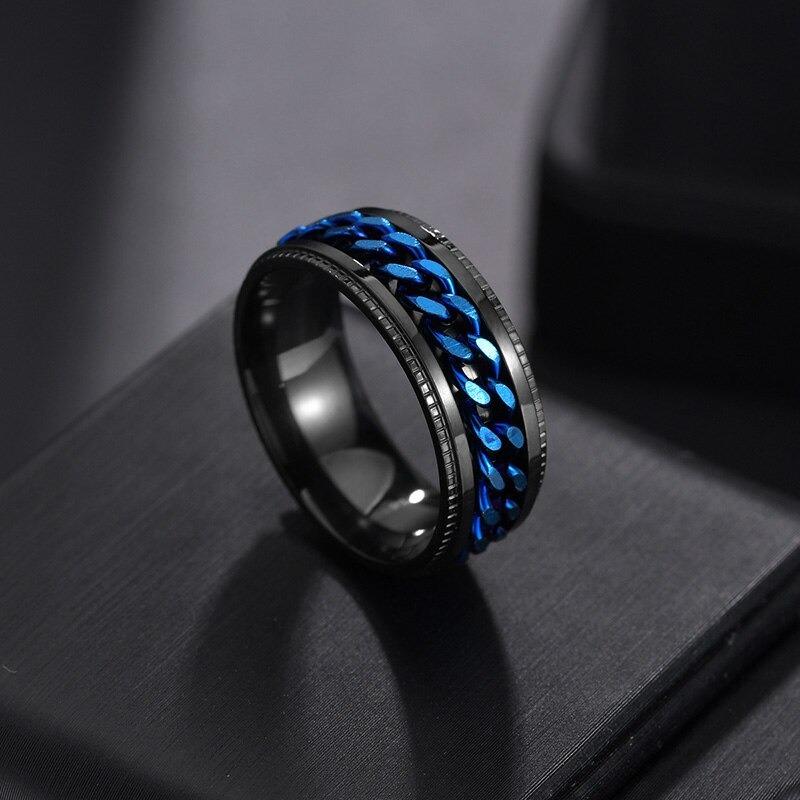 Men's Multiple Black Diamonds Gold Plated Titanium Wedding Ring