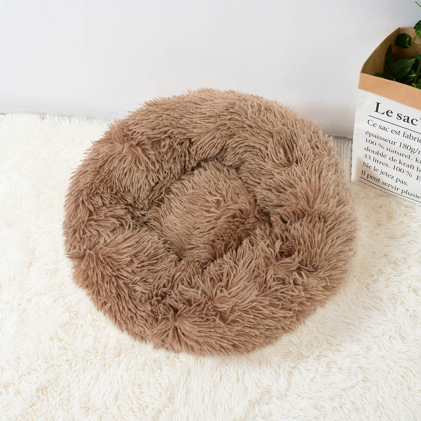 Round Fluffy Kitten Bed Super Soft Cat Bed Plush Warm Cat Sofas Lightweight Comfortable Cat Basket