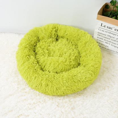 Round Fluffy Kitten Bed Super Soft Cat Bed Plush Warm Cat Sofas Lightweight Comfortable Cat Basket