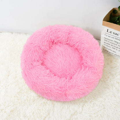 Round Fluffy Kitten Bed Super Soft Cat Bed Plush Warm Cat Sofas Lightweight Comfortable Cat Basket