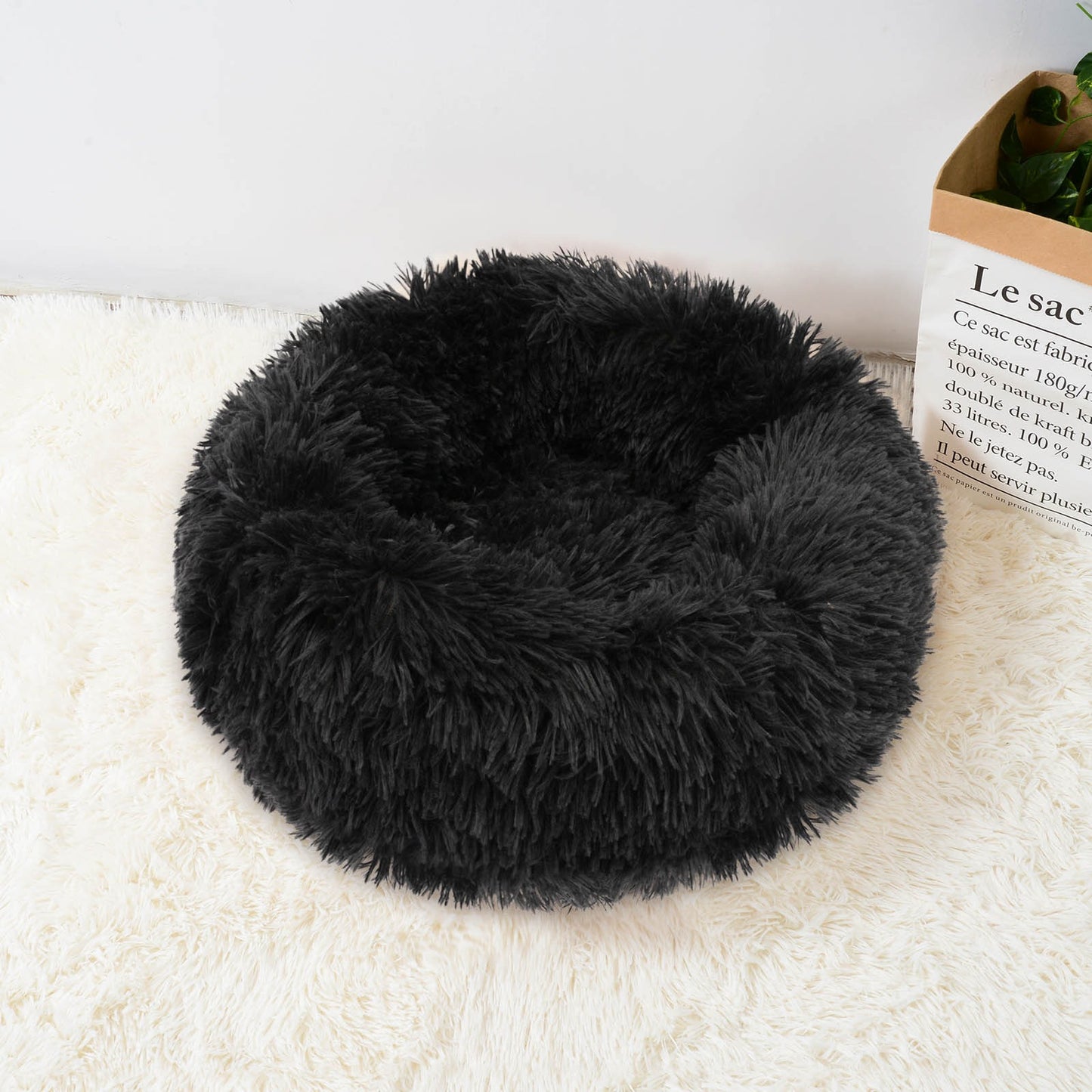 Round Fluffy Kitten Bed Super Soft Cat Bed Plush Warm Cat Sofas Lightweight Comfortable Cat Basket