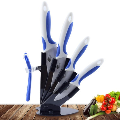 Chef Utility Ceramic Knife Set with Holder White Zirconia Ceramic Kitchen Knives with Peeler