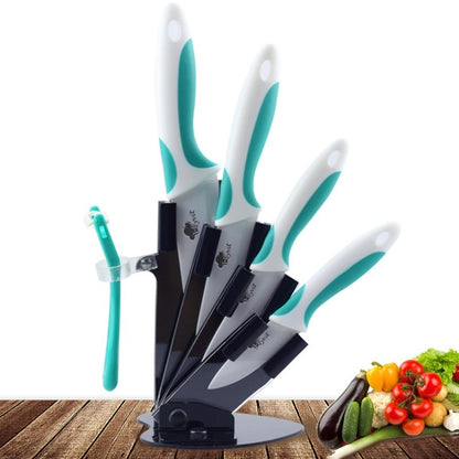 Chef Utility Ceramic Knife Set with Holder White Zirconia Ceramic Kitchen Knives with Peeler