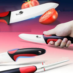 Chef Utility Ceramic Knife Set with Holder White Zirconia Ceramic Kitchen Knives with Peeler