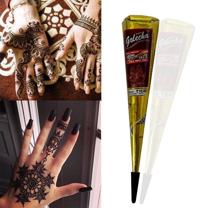 Henna Temporary Art Tattoos Kit, 4 Conical Painting Tattoo & 20 Packs Tattoo Stencils. Waterproof, Safe & Easy To Use, Perfect for Beginners