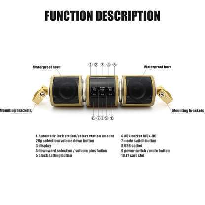 Bluetooth Motorcycle Handlebar Speakers Stereo Sound System