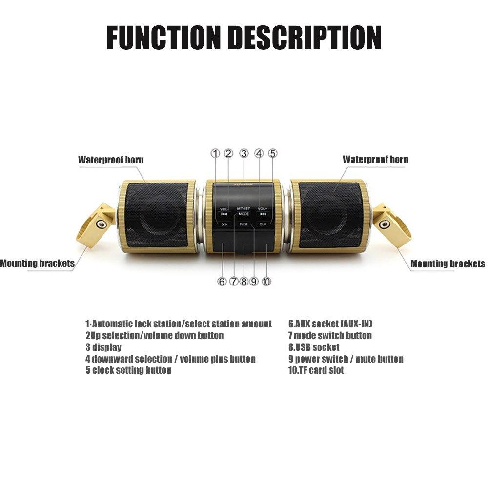 Bluetooth Motorcycle Handlebar Speakers Stereo Sound System