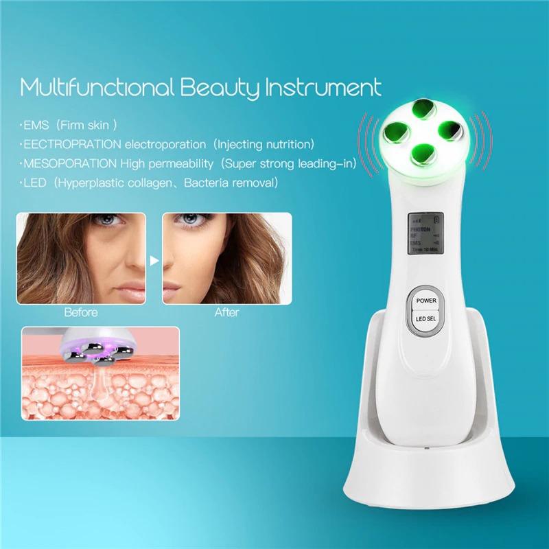 5 IN 1 LED Red Blue Light Facial Therapy For Acne Wrinkle Skin Tightening Device