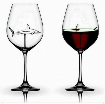 Crystal Shark Wine Glass