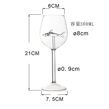 Crystal Shark Wine Glass