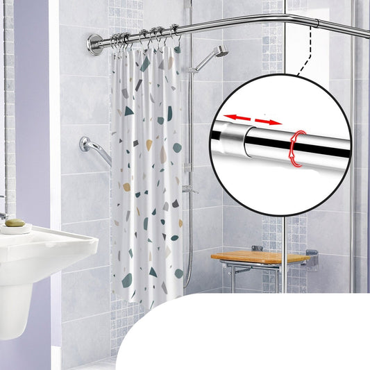 U-Shaped Retractable Curved Shower Rail Stainless Steel Rail Rod