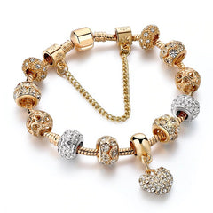 Luxury Crystal Heart Gold Bracelet for Women