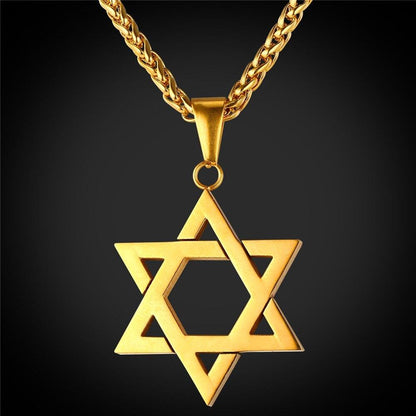 Star of David Twelve Tribes of Israel Pendant Necklace.