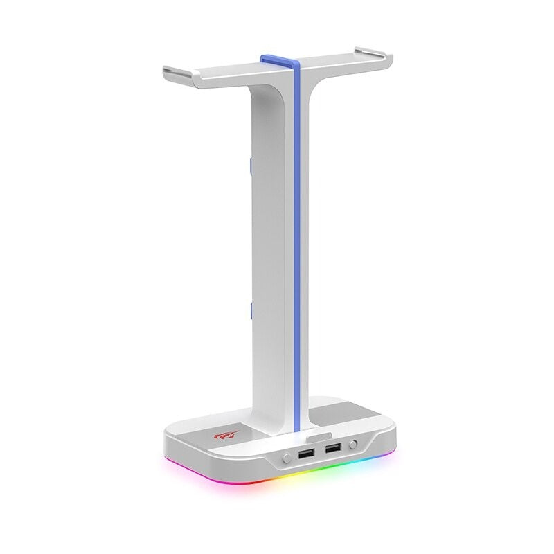 RGB Headset Stand with 2 USB Charging Ports Gamer Headphone Holder Desk Dual Headphone Stand