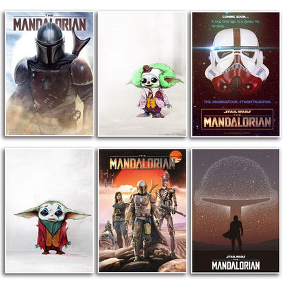 Baby Yoda & The Mandalorian Poster Star Wars The Child Film Poster Horizontal Wrapped Canvas