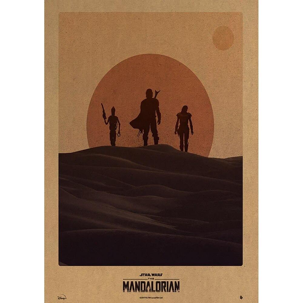 Baby Yoda & The Mandalorian Poster Star Wars The Child Film Poster Horizontal Wrapped Canvas