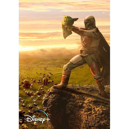 Baby Yoda & The Mandalorian Poster Star Wars The Child Film Poster Horizontal Wrapped Canvas