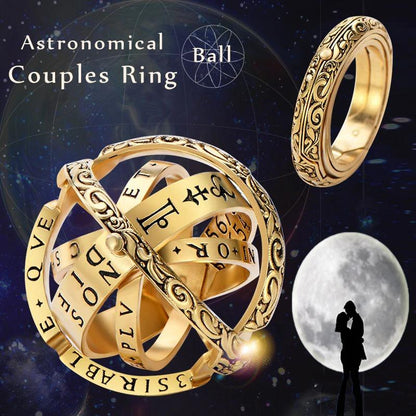 Astronomical Sterling Silver Vintage Armillary Sphere Foldable Zodiac Ring, 7 / Vintage Silver