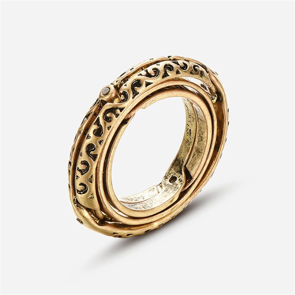 Astronomical Sterling Silver Vintage Armillary Sphere Foldable Zodiac Ring, 7 / Vintage Silver