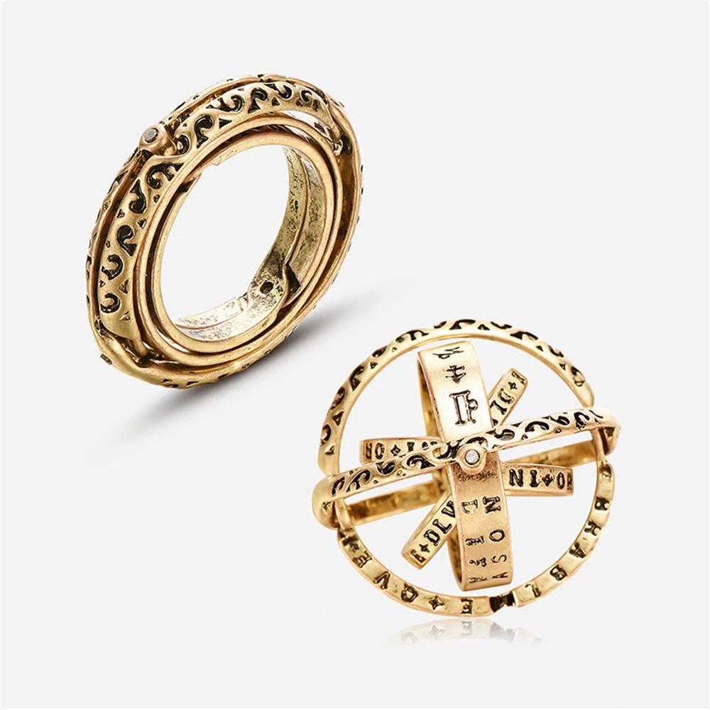 Astronomical Sterling Silver Vintage Armillary Sphere Foldable Zodiac Ring, 7 / Vintage Silver