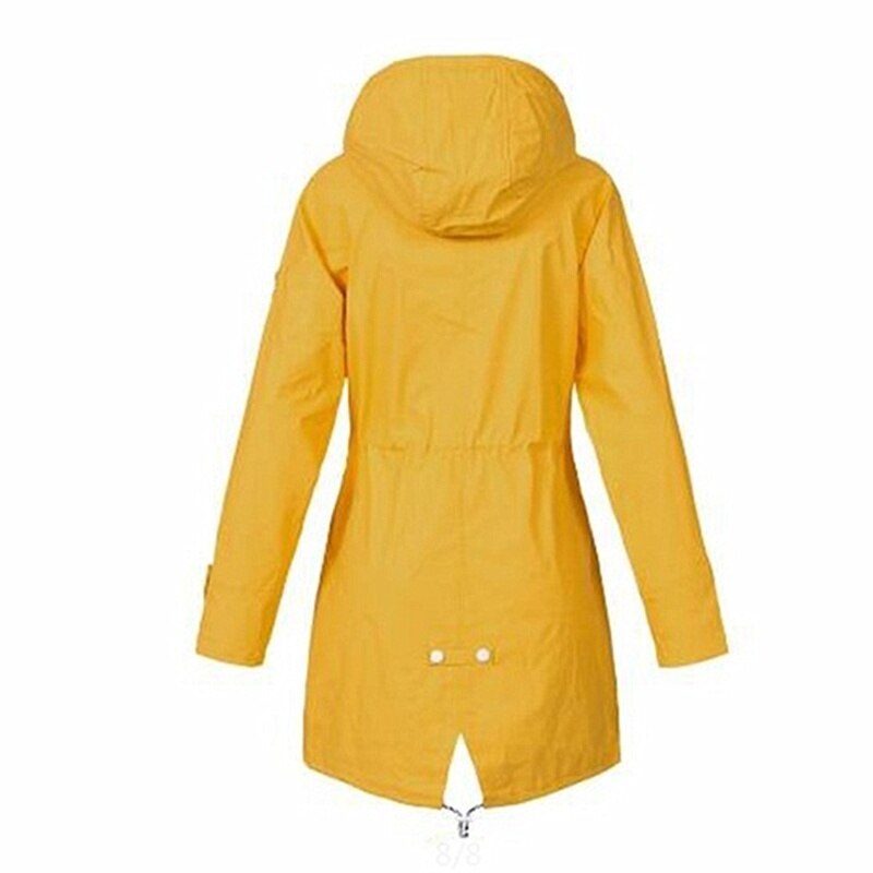 Plus Size Waterproof Windproof Yellow Raincoat Hoodie Yellow Raincoat Women's Ladies Yellow Raincoat