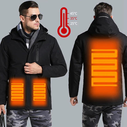 Men Women Thick USB Heated Coat Waterproof Windbreaker