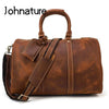 Image of Mens weekend Bag Vintage Crazy Horse Genuine Leather Mens Travel Duffel Bag