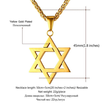 Star of David Twelve Tribes of Israel Pendant Necklace.